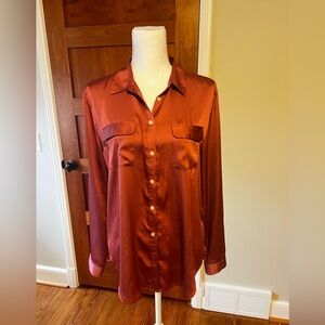 Satin blush/ dusty rose button down